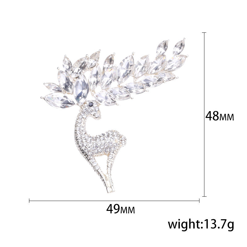 3A Cz With Vintage Deer Brooch