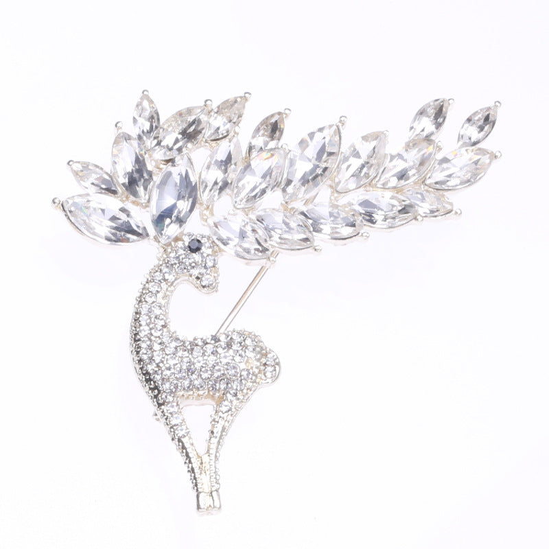 3A Cz With Vintage Deer Brooch