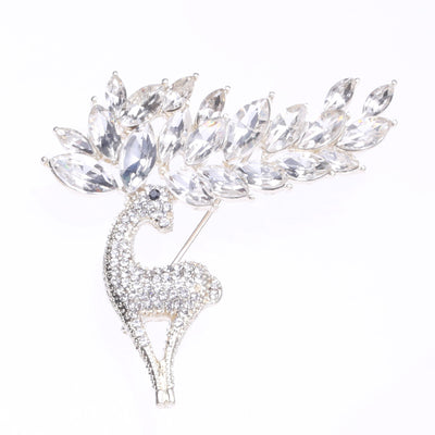 3A Cz With Vintage Deer Brooch