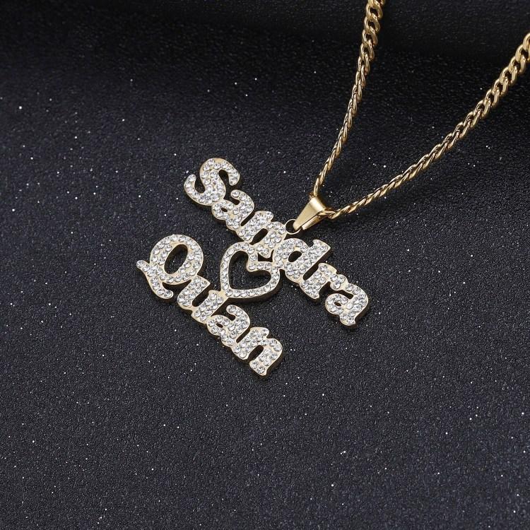 Mother's Day Gift Sparkling Couple Name Necklace