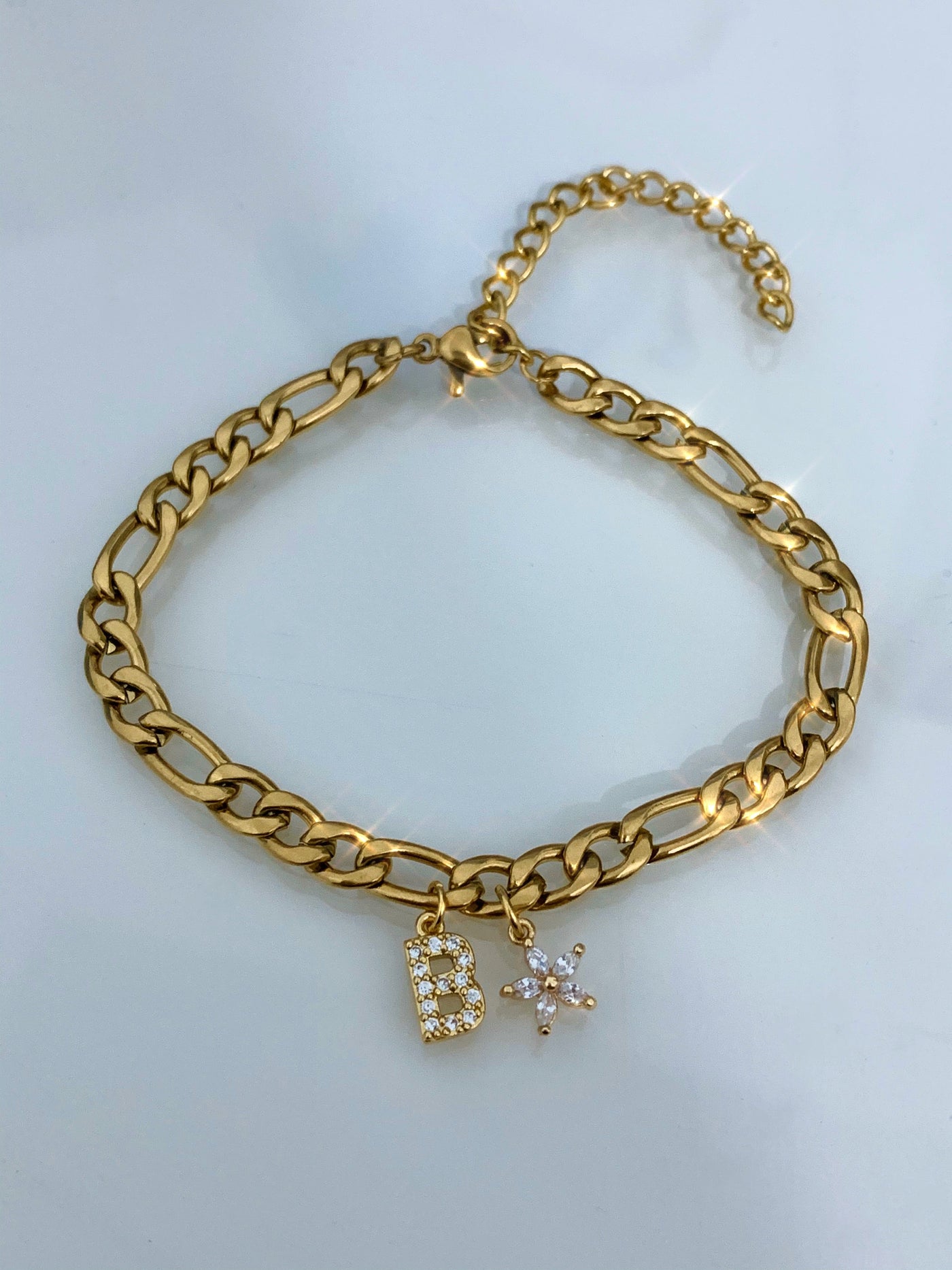 Initial Flower Bracelet