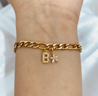 Initial Flower Bracelet