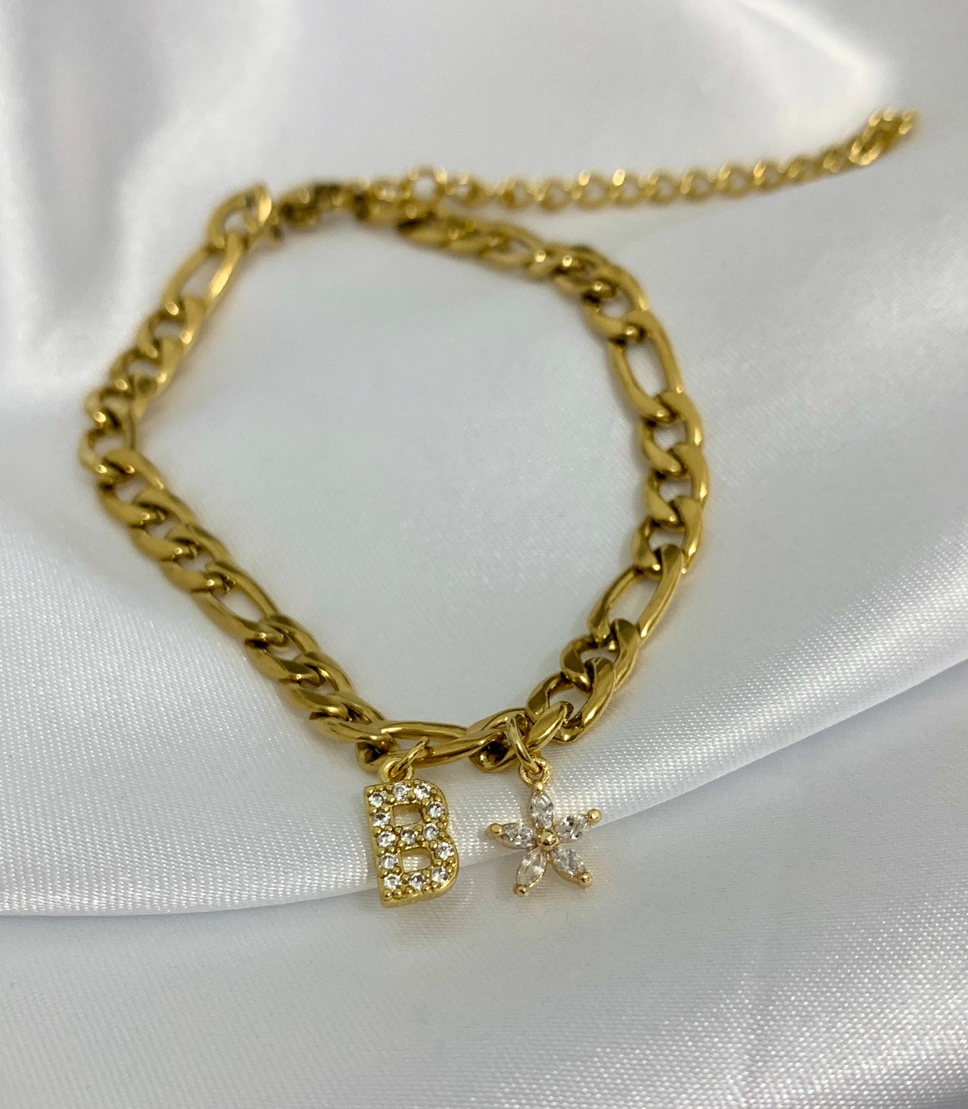 Initial Flower Bracelet