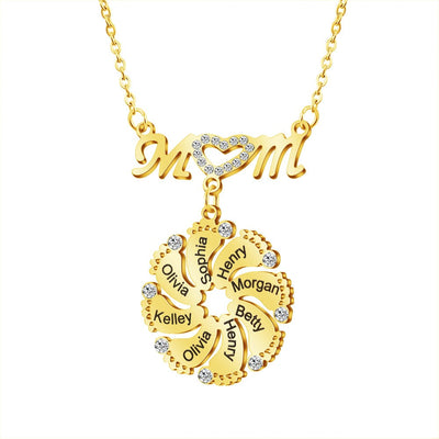 Mother's Day Gift Personalized Diamond Mom Necklace With Crystal Baby Feet Titanium steel / Gold Mom Necklace MelodyNecklace