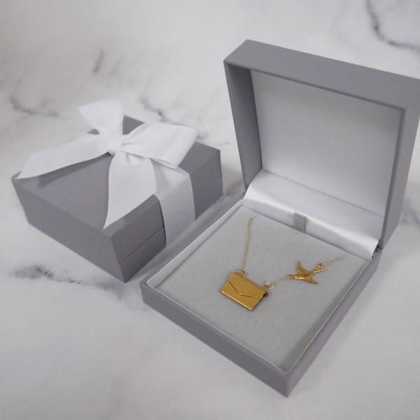 Mother's Day Gift For Her Personalised Photo Envelope Necklace with Bird