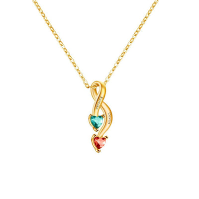 Valentine's Day Gift Personalized Couple Birthstones Infinity Promise Pendant Necklace