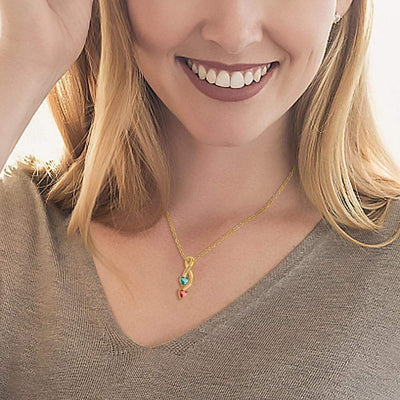 Valentine's Day Gift Personalized Couple Birthstones Infinity Promise Pendant Necklace