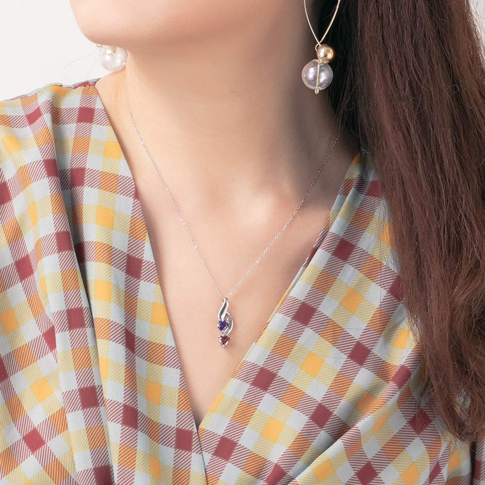 Valentine's Day Gift Personalized Couple Birthstones Infinity Promise Pendant Necklace