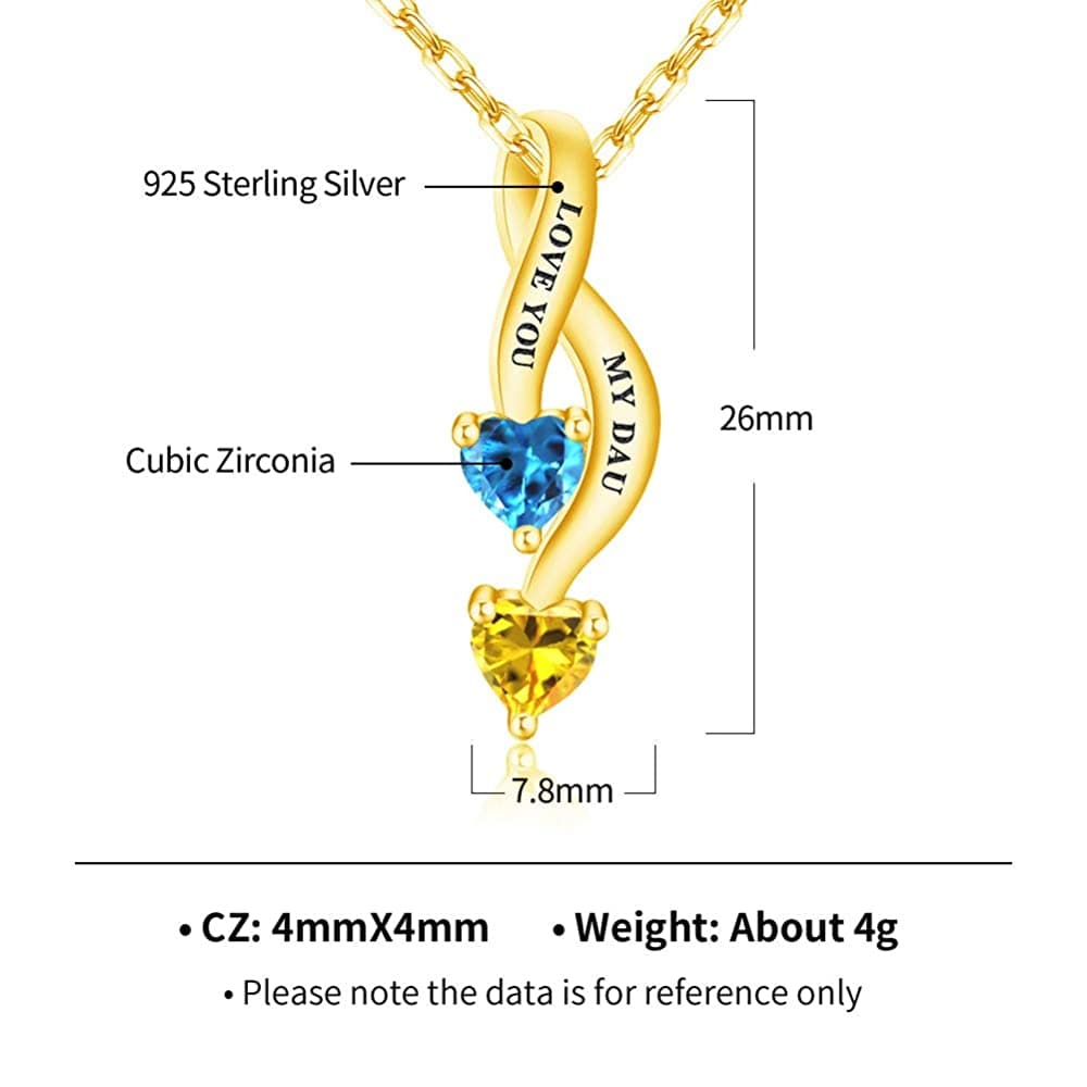 Valentine's Day Gift Personalized Couple Birthstones Infinity Promise Pendant Necklace