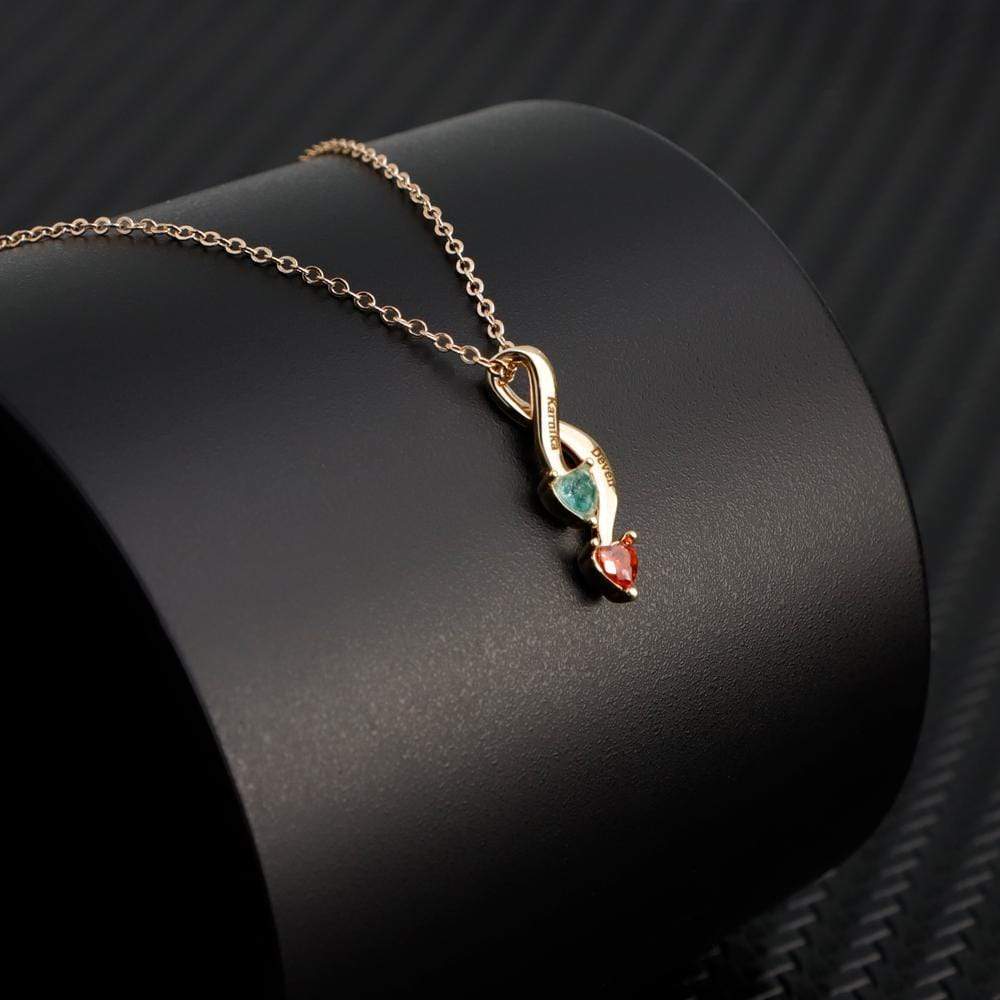 Valentine's Day Gift Personalized Couple Birthstones Infinity Promise Pendant Necklace