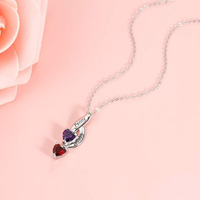 Valentine's Day Gift Personalized Couple Birthstones Infinity Promise Pendant Necklace