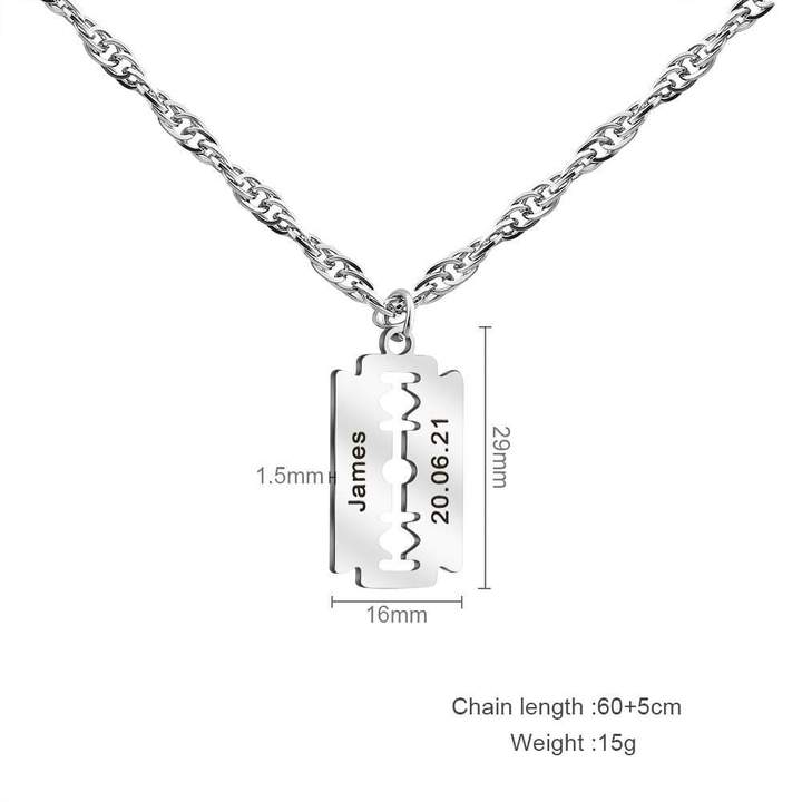 Razor Blade Necklace For Men