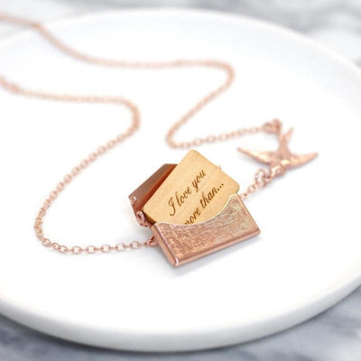 Mother's Day Gift For Her Personalised Photo Envelope Necklace with Bird