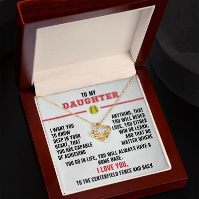 To My Softball Daughter - Love Knot Necklace - Athlete's Gift Shop